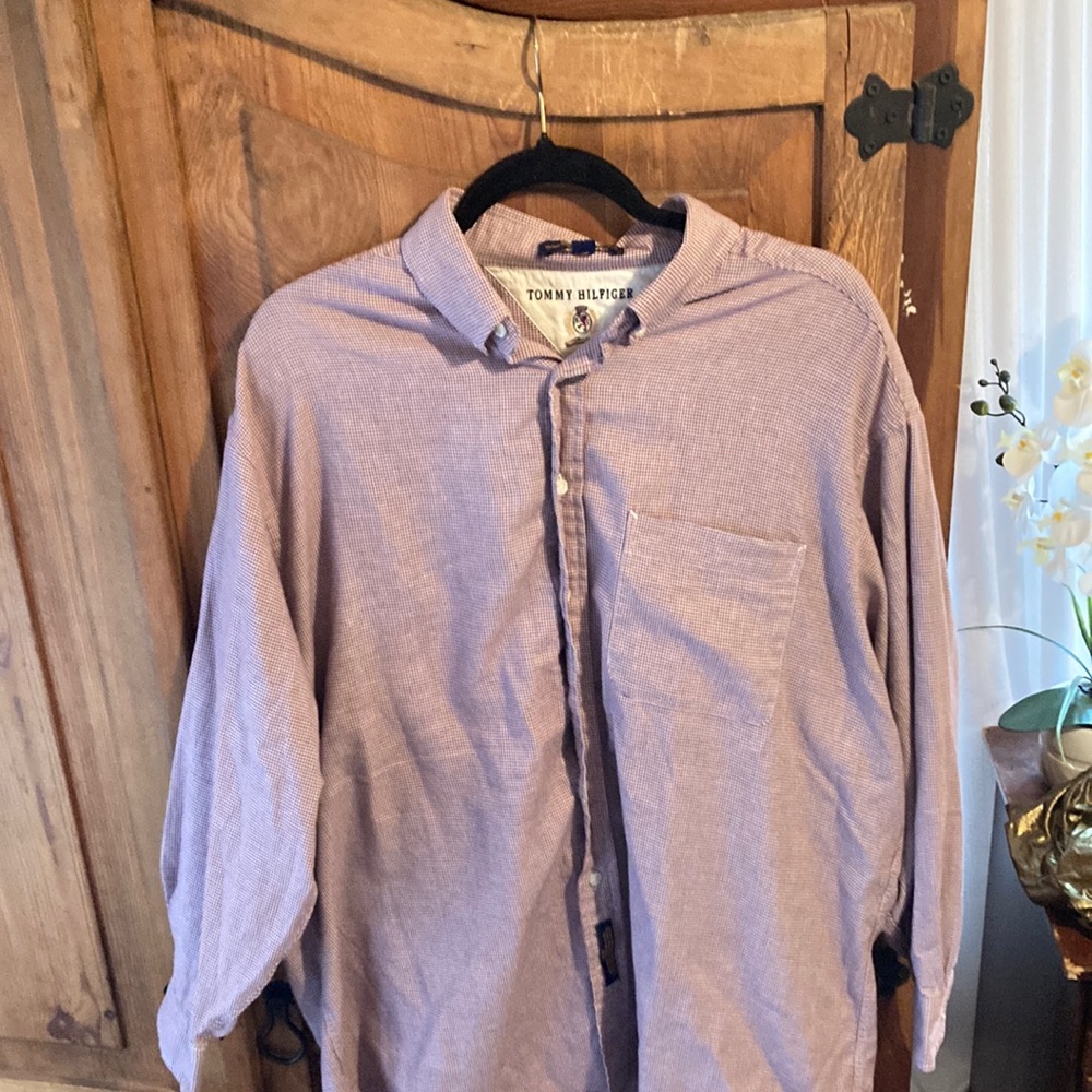 Red and green Tommy Hilfiger dress shirt